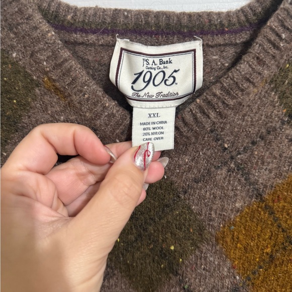 Jos. A. Bank Brown and Gold Argyle Sweater - Picture 3 of 5